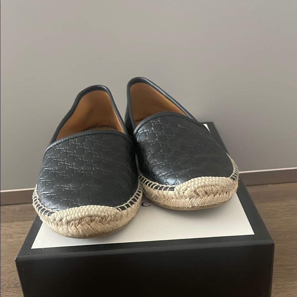 Gucci Black Espadrille Slip-On Shoes